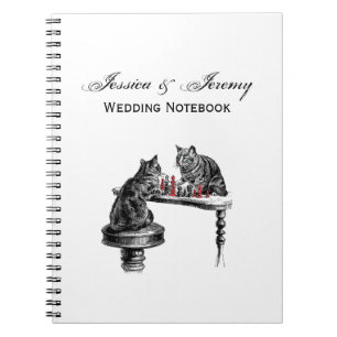 Board Games Two Cats spielen Schach Match Red Notizblock