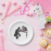 Board Games Two Cats spielen Schach Match Red Pappteller (Party)
