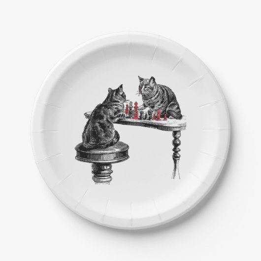 Board Games Two Cats spielen Schach Match Red Pappteller (Vorderseite)