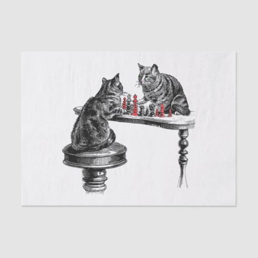 Board Games Two Cats spielen Schach Match Red Seidenpapier (Vorderseite)