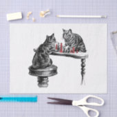 Board Games Two Cats spielen Schach Match Red Seidenpapier (Handwerk)