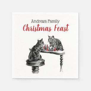 Board Games Two Cats spielen Schach Match Red Serviette