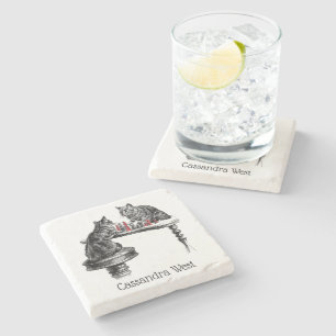 Board Games Two Cats spielen Schach Match Red Steinuntersetzer