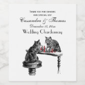 Board Games Two Cats spielen Schach Match Red Weinetikett (Einzelnes Label)