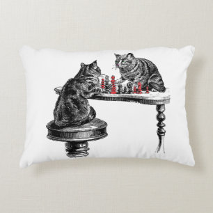 Board Games Two Cats spielen Schach Match Red Zierkissen