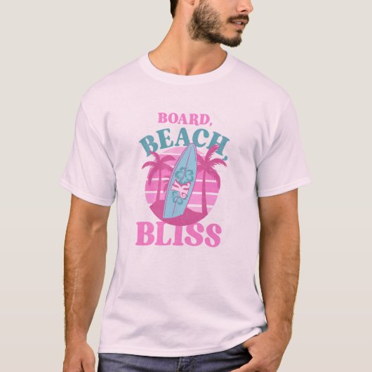 Board, Strand, Bliss Summer Surfing T-Shirt (Vorderseite)