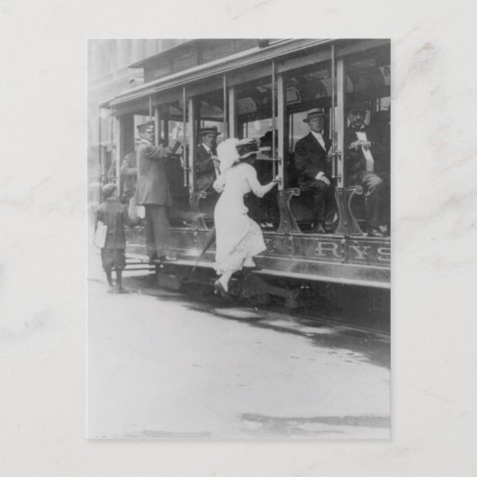 Boarding A NYC Streetcar Postkarte (Vorderseite)
