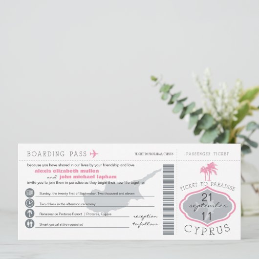 Boarding auf Zypern Einladung zur Hochzeit (Stehend Vorderseite)