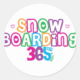 Boarding des Schnee-365 Runder Aufkleber