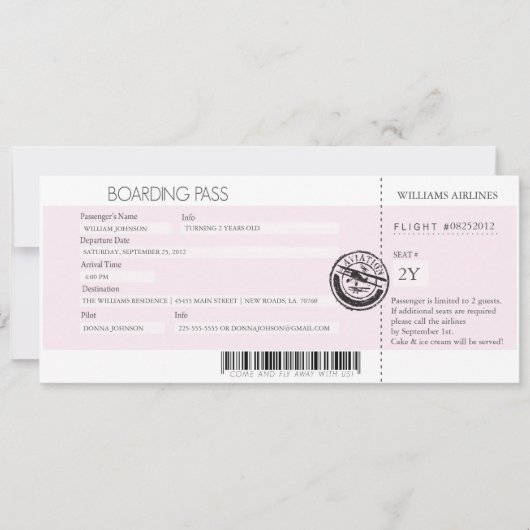 Boarding-Durchlauf Einladung (Vorderseite)