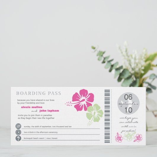 Boarding-Durchlauf-Hochzeits-Einladung Einladung (Stehend Vorderseite)