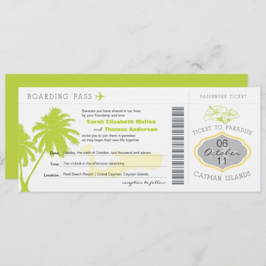 Boarding-Durchlauf nach Cayman Islands, die Einladung (Vorne/Hinten)