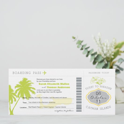 Boarding-Durchlauf nach Cayman Islands, die Einladung (Stehend Vorderseite)