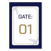 Boarding-Hochzeit der Travel Calligraphy Tischnummer (Vorderseite)