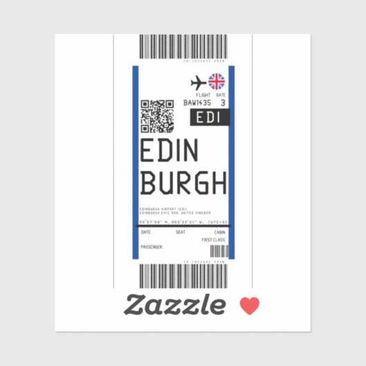 Boarding nach Edinburgh (EDI) Aufkleber (Blatt)
