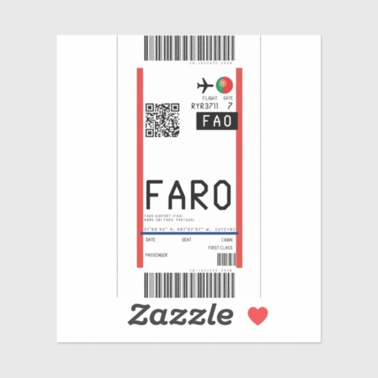 Boarding nach Faro (FAO) Aufkleber (Blatt)