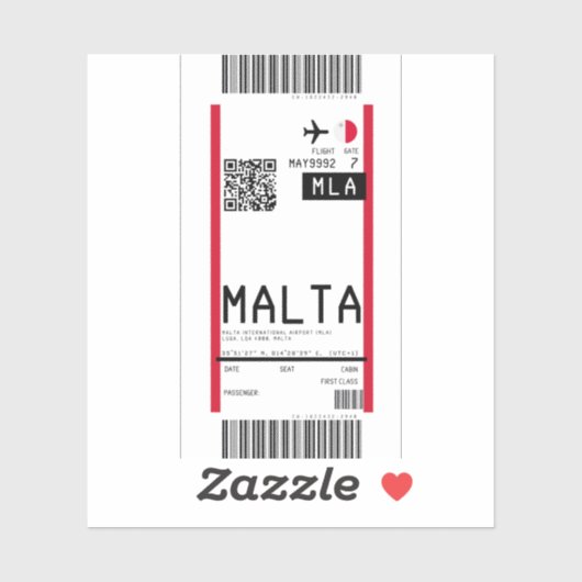 Boarding nach Malta (MLA) Aufkleber (Blatt)