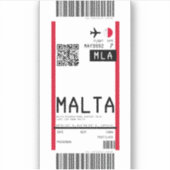 Boarding nach Malta (MLA) Aufkleber (Vorderseite)