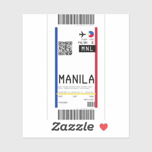 Boarding nach Manila (MNL) Aufkleber (Blatt)