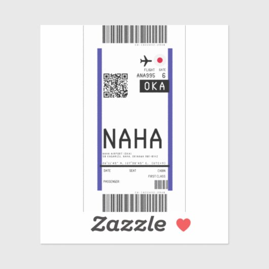 Boarding nach Naha Okinawa (OKA) Aufkleber (Blatt)