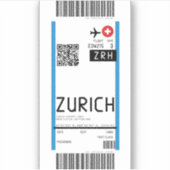 Boarding nach Zürich (ZRH) Aufkleber (Vorderseite)
