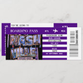 Boarding Nashville Pass Reisende Indigo Einladung (Vorne/Hinten)
