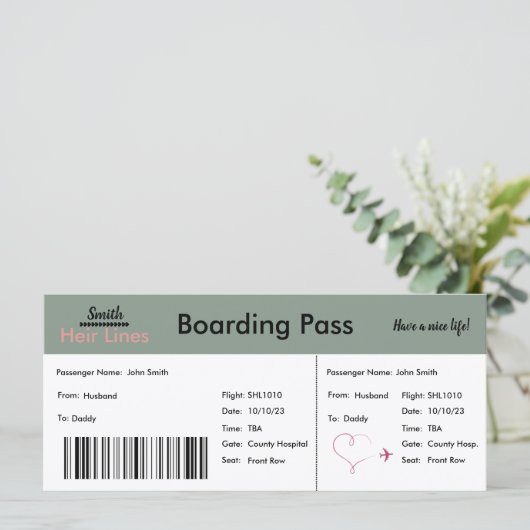 Boarding Pass Adoption Bekanntgabe Neutral (Stehend Vorderseite)