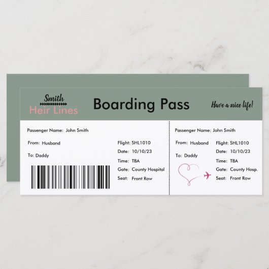 Boarding Pass Adoption Bekanntgabe Neutral (Vorne/Hinten)