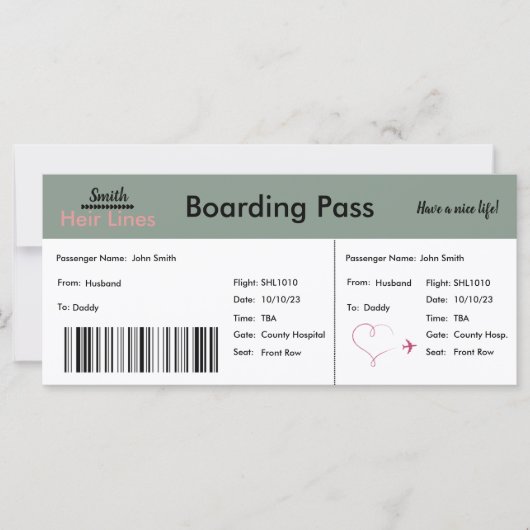 Boarding Pass Adoption Bekanntgabe Neutral (Vorderseite)