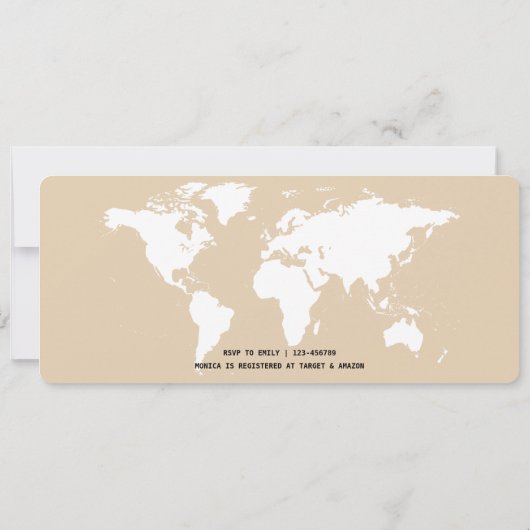 Boarding Pass Adventure Awaits Beige Baby Dusche Einladung (Rückseite)