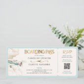 Boarding Pass Airplane Wedding Invitation Einladung (Stehend Vorderseite)