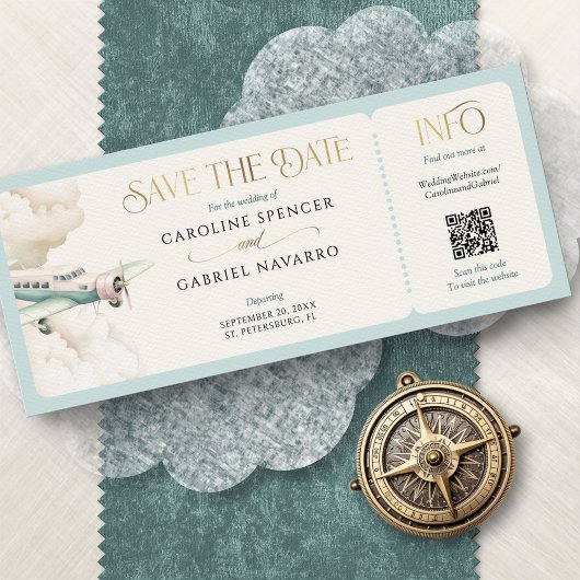 Boarding Pass Airplane Wedding Invitation Einladung