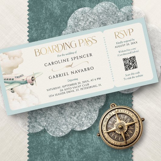 Boarding Pass Airplane Wedding Invitation Einladung