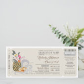 Boarding Pass | Ananas | Beach Graduation Party Einladung (Stehend Vorderseite)