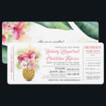 Boarding Pass Ananas Hochzeitskarten Einladung<br><div class="desc">Sonnige Ananas Blumen Vase tropischen exotischen Strand Hochzeitseinladungen in einem Boarding Pass Tickets Stil.</div>