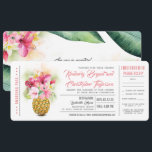 Boarding Pass Ananas Hochzeitskarten Einladung<br><div class="desc">Sonnige Ananas Blumen Vase tropischen exotischen Strand Hochzeitseinladungen in einem Boarding Pass Tickets Stil.</div>