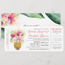 Boarding Pass Ananas Hochzeitskarten
