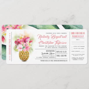 Boarding Pass Ananas Hochzeitskarten Einladung