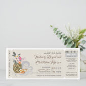 Boarding Pass | Ananas | Probe am Strand Einladung (Stehend Vorderseite)