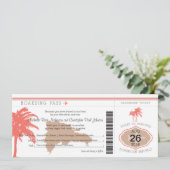 Boarding Pass auf Dominikanische Republik Hochzeit Einladung (Stehend Vorderseite)