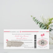 Boarding Pass auf Puerto Rico Wedding Einladung (Stehend Vorderseite)