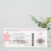 Boarding Pass auf St Thomas Brown & Pink Einladung (Stehend Vorderseite)