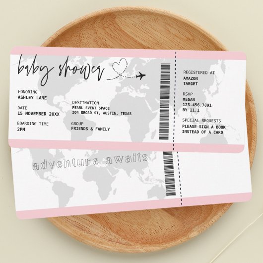 Boarding Pass Baby Girl Travel Baby Dusche Einladung