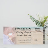Boarding Pass Beach Foto UAWG & Wedding Einladung (Stehend Vorderseite)
