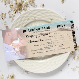 Boarding Pass Beach Foto UAWG & Wedding Einladung