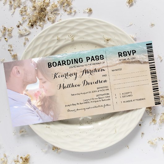Boarding Pass Beach Foto UAWG & Wedding Einladung