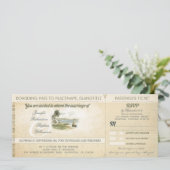 Boarding Pass Beach Hochzeit lädt mit UAWG ein Einladung (Stehend Vorderseite)