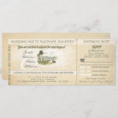 Boarding Pass Beach Hochzeit lädt mit UAWG ein Einladung (Vorne/Hinten)