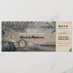 Boarding Pass Beach Lights Geburtstagsparty Ticket Einladung