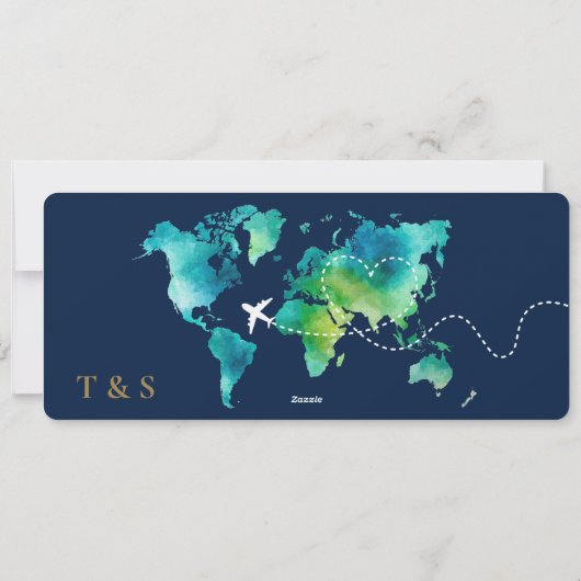 Boarding Pass Beach Save The Date QR Code Wedding Einladung (Rückseite)